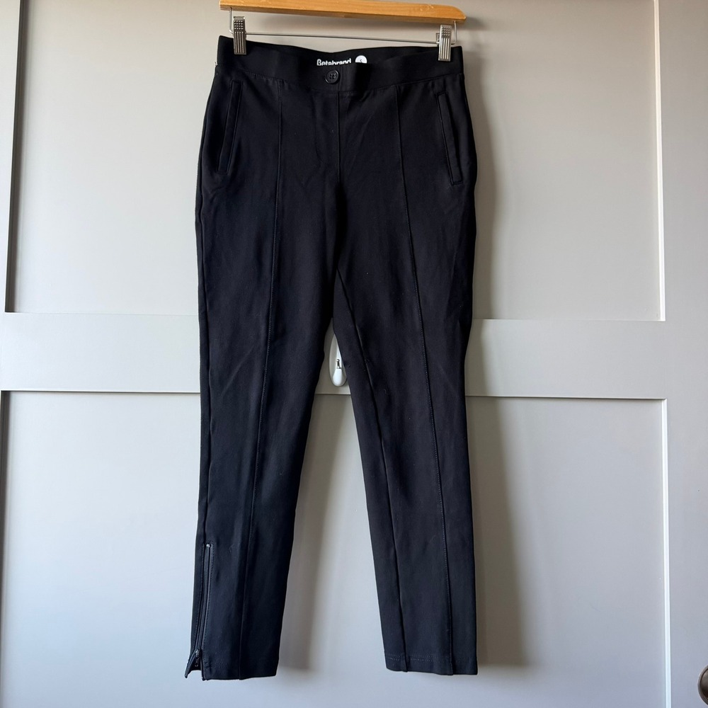 Betabrand Dress Pant‎ Yoga Pants Womens S Black Skinny Pintuck Ankle Zip Stretch